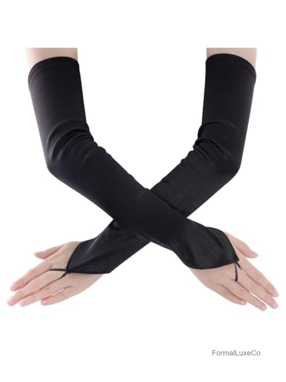 Fingerless Long Opera Satin Gloves 1920s Elbow Length Costume